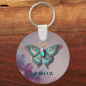 Oktober Birthstone Sleutelhanger - Opal Moth Desig (Voorkant)