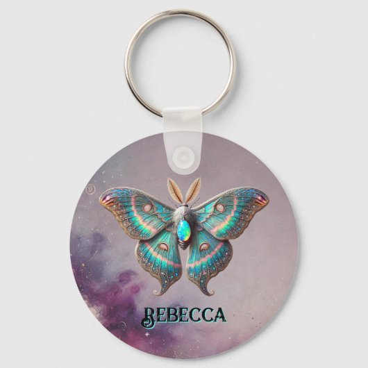Oktober Birthstone Sleutelhanger - Opal Moth Desig (Voorkant)