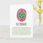 Oktober Birthstone Waterverf Tourmaline Birthday Kaart (Gele Bloem)