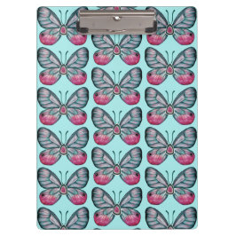 Oktober Blauwgroen Glasvleugel Vlinderpatroon Ontw Klembord