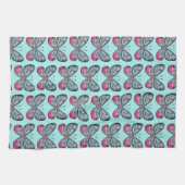 Oktober Blauwgroen Glasvleugel Vlinderpatroon Ontw Theedoek (Horizontaal)