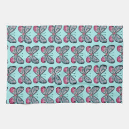 Oktober Blauwgroen Glasvleugel Vlinderpatroon Ontw Theedoek