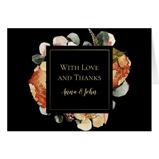 Oktober Blooms op Zwarte Weddenschap Dank u (Voorkant Horizontaal)