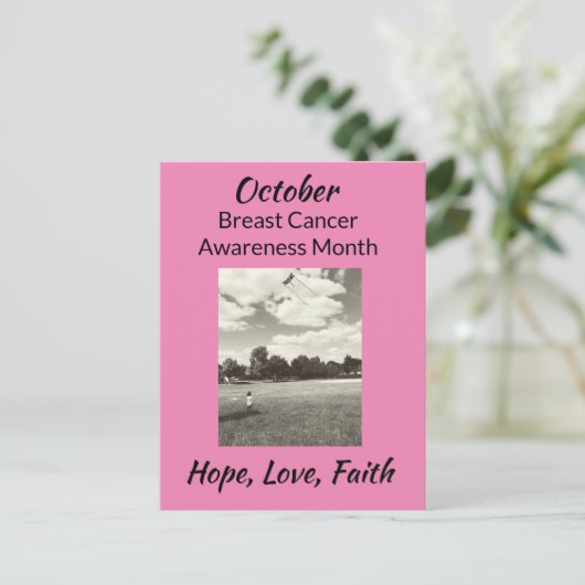 Oktober Borstkanker Bewustzijn Maand Steun Liefde Briefkaart (Staand voorkant)
