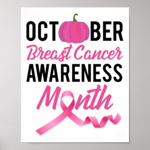 Oktober Borstkanker Bewustzijnsmaand met Schattige Poster