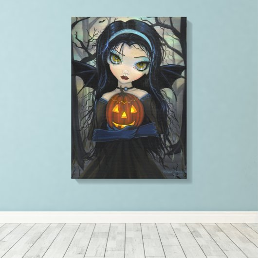 Oktober Bossen Halloween Vampire Canvas (Insitu (Houten vloer))