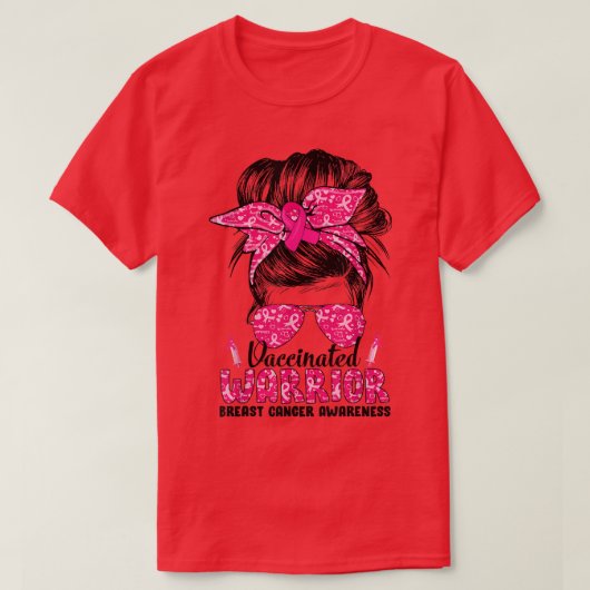 Oktober Breast Cancer Warrior steunt roze lint T-shirt (Design voorkant)