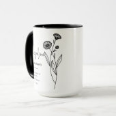 Oktober bruidsmeisje | Pot Marigold Geboortebloem Mok (Voorkant links)