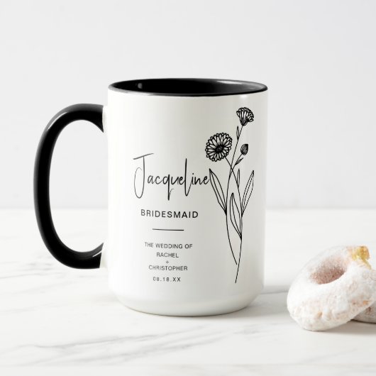 Oktober bruidsmeisje | Pot Marigold Geboortebloem Mok (Met donut)