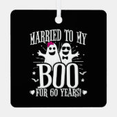 Oktober Bruiloft Jubileum Funny 60th Jubileum Metalen Ornament (Achterkant)