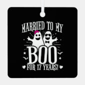 Oktober Bruiloft Jubileum Grappig 17e Jubileum Metalen Ornament (Achterkant)