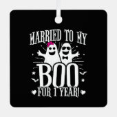 Oktober Bruiloft Jubileum Grappig 1e Jubileum Metalen Ornament (Voorkant)