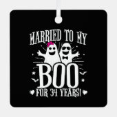 Oktober Bruiloft Jubileum Grappig 34e Jubileum Metalen Ornament (Voorkant)