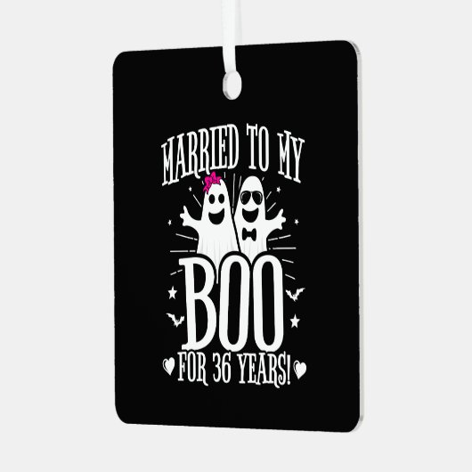 Oktober Bruiloft Jubileum Grappig 36e Jubileum Metalen Ornament (Voorkant links)