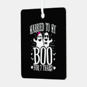 Oktober Bruiloft Jubileum Grappig 7e Jubileum Metalen Ornament (Voorkant links)