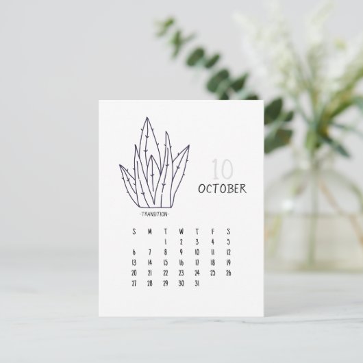 Oktober  Cactus 2024 Kalender Kaart (Staand voorkant)