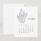 Oktober  Cactus 2024 Kalender Kaart (Voorkant / Achterkant)