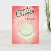 Oktober Calendula en Opal Verjaardag Kaart (Voorkant)
