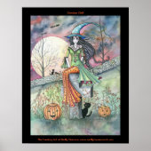 Oktober Chill Halloween Witch Cat Poster (Voorkant)