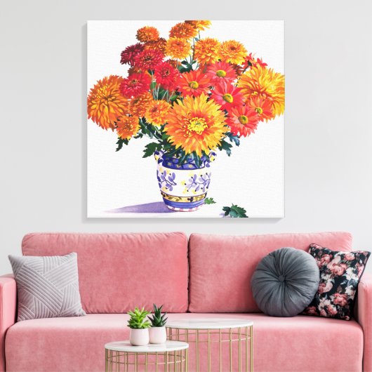 Oktober Chrysanthemums Canvas Afdruk (Insitu (Woonkamer))