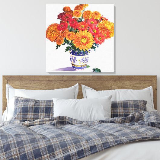 Oktober Chrysanthemums Canvas Afdruk (Insitu (Slaapkamer))