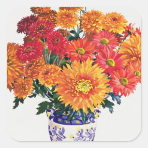 Oktober Chrysanthemums Vierkante Sticker