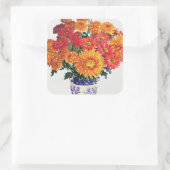 Oktober Chrysanthemums Vierkante Sticker (Tas)