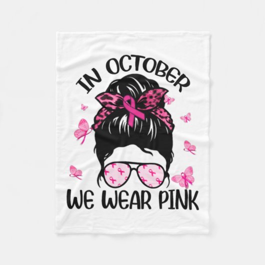 Oktober Draag het roze borstkankerbewustzijn Fleece Deken (Voorkant)