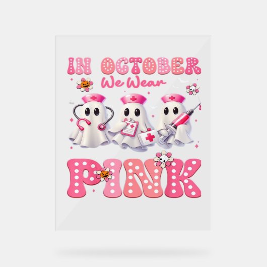 Oktober Draag Pink Boo Nurse Halloween kostuums Wo Acryl Bord (Voorkant)