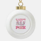 Oktober Draag Pink Boo Nurse Halloween kostuums Wo Keramische Bal Ornament (Voorkant)