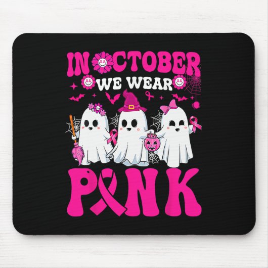 Oktober Draag Roze Borstkanker Warrior Ghost Hall Muismat (Voorkant)