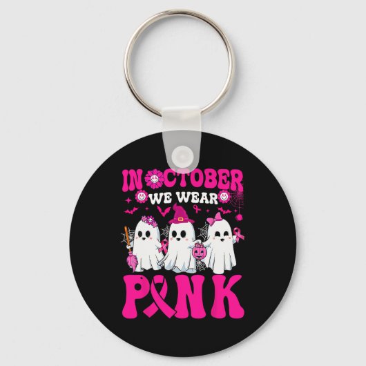 Oktober Draag Roze Borstkanker Warrior Ghost Hall Sleutelhanger (Voorkant)