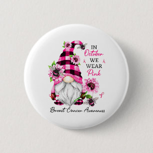 Oktober Draag roze borstkankerbewustzijn Ronde Button 5,7 Cm
