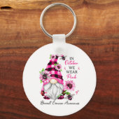 Oktober Draag roze borstkankerbewustzijn Sleutelhanger (Voorkant)