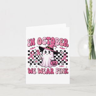 Oktober Draag roze pompoen Halloween Breast Canc Kaart