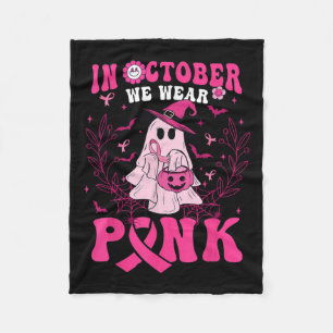 Oktober dragen we een roze shirt spook Halloween b Fleece Deken