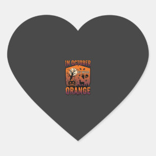 Oktober dragen we oranje Halloween pompoen lama sc Hart Sticker