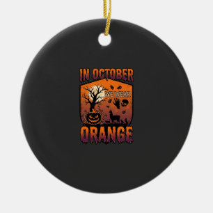 Oktober dragen we oranje Halloween pompoen lama sc Keramisch Ornament