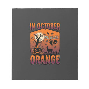 Oktober dragen we oranje Halloween pompoen lama sc Notitieblok