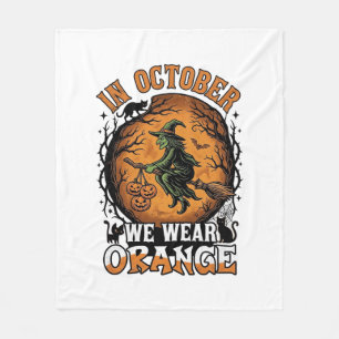Oktober dragen we oranje vliegende heks pompoenen fleece deken