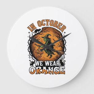 Oktober dragen we oranje vliegende heks pompoenen grote klok