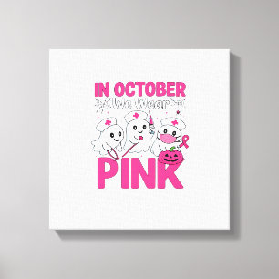 Oktober dragen we roze verpleegster borstkanker be canvas afdruk