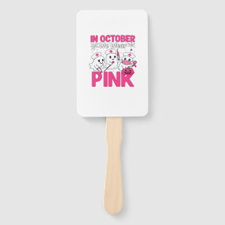 Oktober dragen we roze verpleegster borstkanker be handwaaier