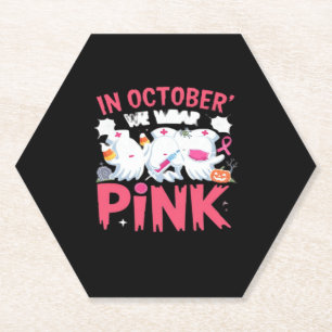 Oktober dragen we roze verpleegster borstkanker be kartonnen onderzetters
