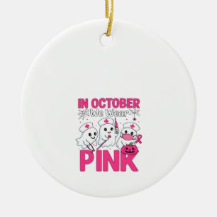 Oktober dragen we roze verpleegster borstkanker be keramisch ornament