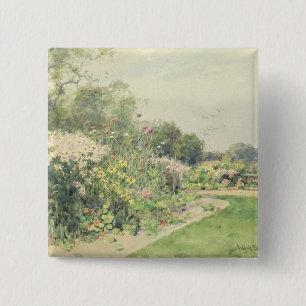 Oktober Flowers Vierkante Button 5,1 Cm