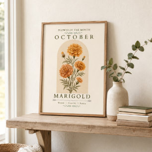 Oktober Fluweelbloem Geboortebloem Poster