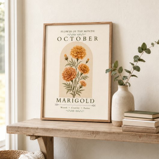 Oktober Fluweelbloem Geboortebloem Poster