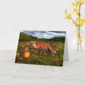 "Oktober Fox" Groet Kaart (Gele Bloem)