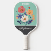 Oktober Geboorte Bloem Aangepaste Naam Pickleball Paddle (Voorkant)